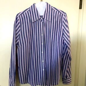 Faconnable designed in France Women’s striped shirt in blue and pink. Size M
